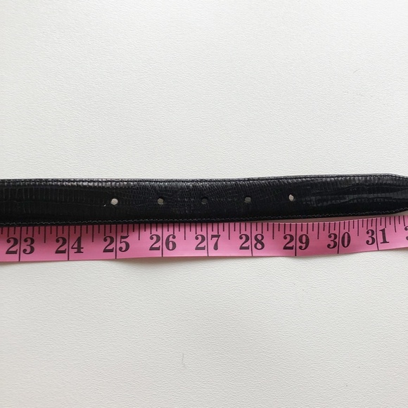 Vtg Judith Jack Gold Tone Buckle w/ Marcasites Black Leather Belt Lizard Sz Sm - Picture 13 of 14